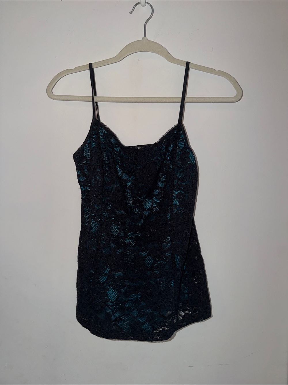 Vintage Y2K Express Cami Top S Lace Mesh Dark Sexy Whimsigoth Goth Ruched Black